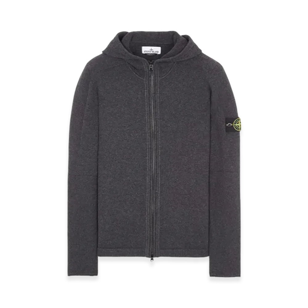 Stone Island 509A3 Lambswool Hooded Cardigan Knit - 23FW "Steel Grey Melange"