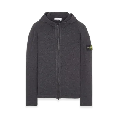 Stone Island 509A3 Lambswool Hooded Cardigan Knit - 23FW "Steel Grey Melange"