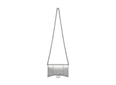BALENCIAGA Hourglass Chain Wallet Metallic "Silver"