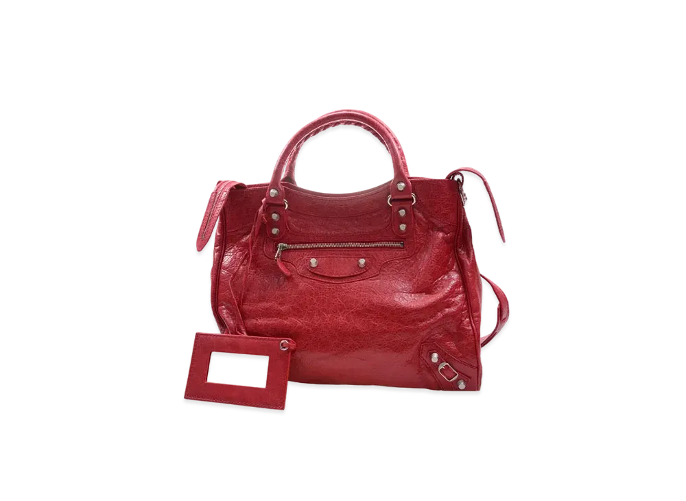 BALENCIAGA Giant Velo Handbag Lambskin "Red"