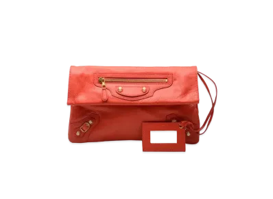 BALENCIAGA Handbag Lambskin "Orange Red"
