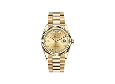 ROLEX Day-Date 36 Champagne Gold Dial 10P Diamonds 128238A