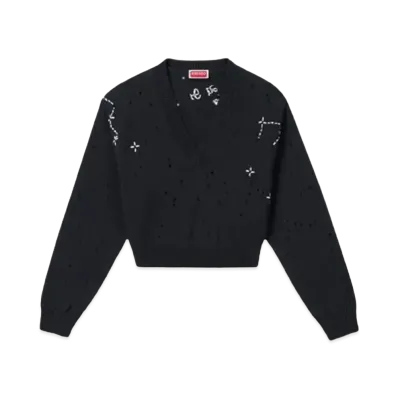 KENZO 'CONSTELLATION' Embroidery Cropped Jumper "Black"