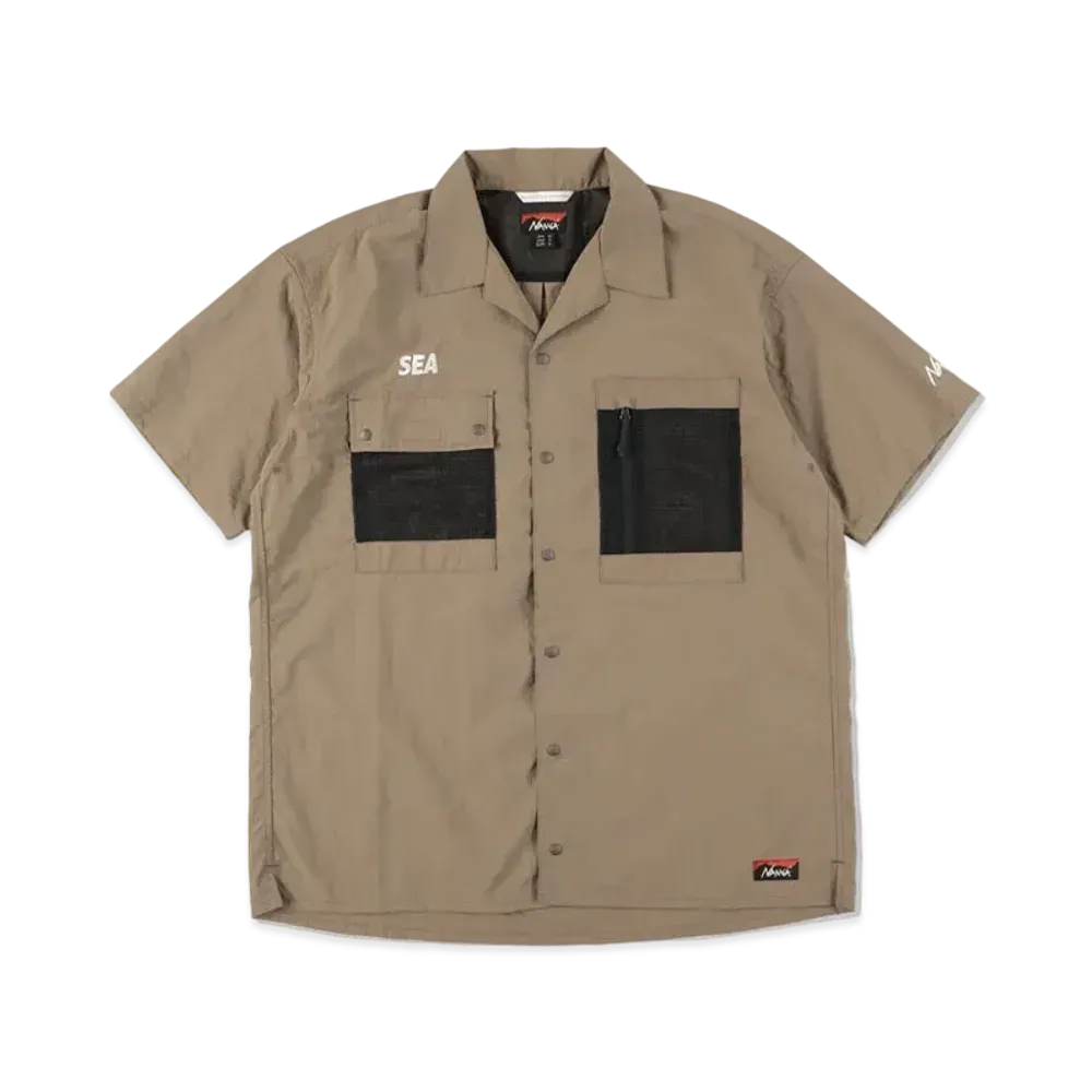 WIND AND SEA x NANGA NYLON TUSSER SHIRT "Mocha "