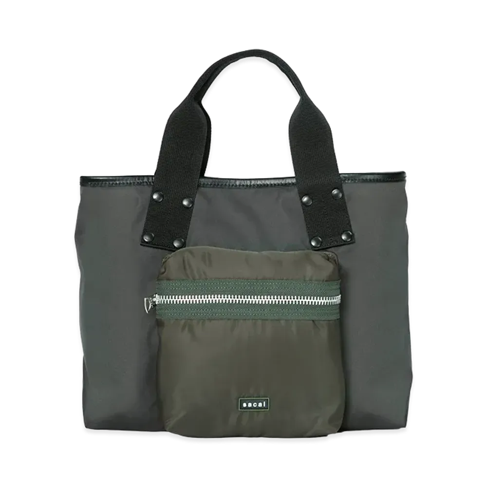 sacai Pocket Tote Bag Medium "Dark Khaki"