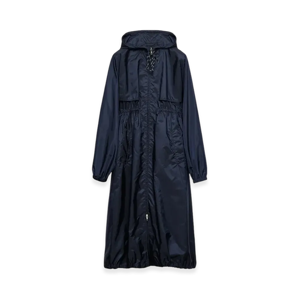 PRADA Women's Long Lightweight Re-Nylon Raincoat "Blue"