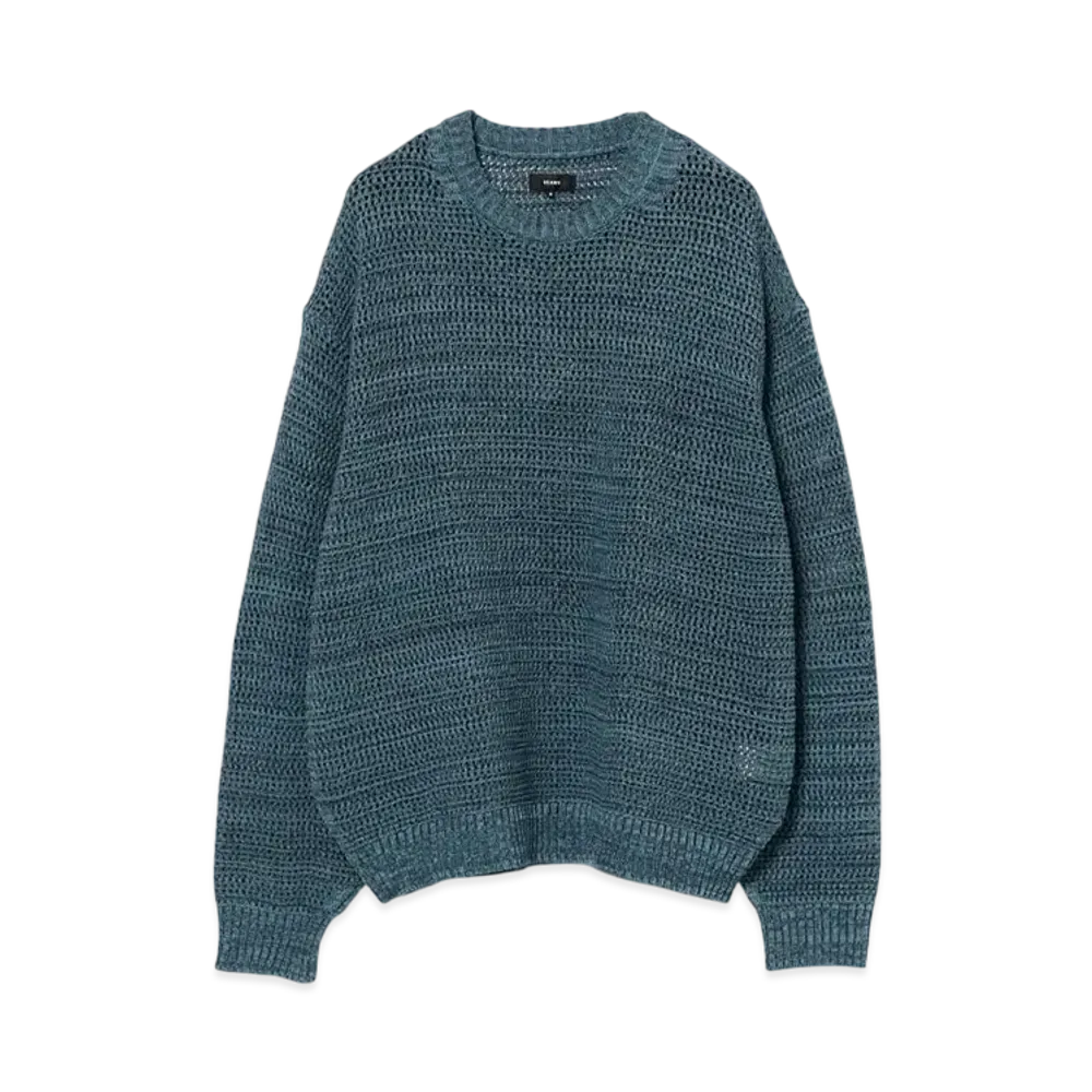 BEAMS Heathered Mesh Crew Neck Knit "Navy"