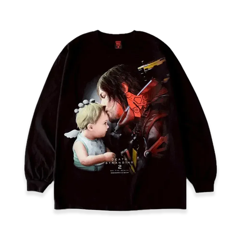 Geeks Rule x DEATH STRANDING 2 ON THE BEACH 15 Silkscreen Printing LS T Shirt "Black"