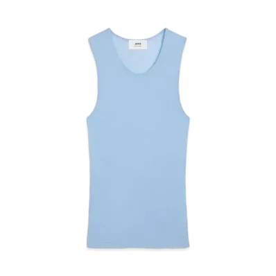AMI PARIS Light Crepe Jersey Tank Top "Cashmere Blue "