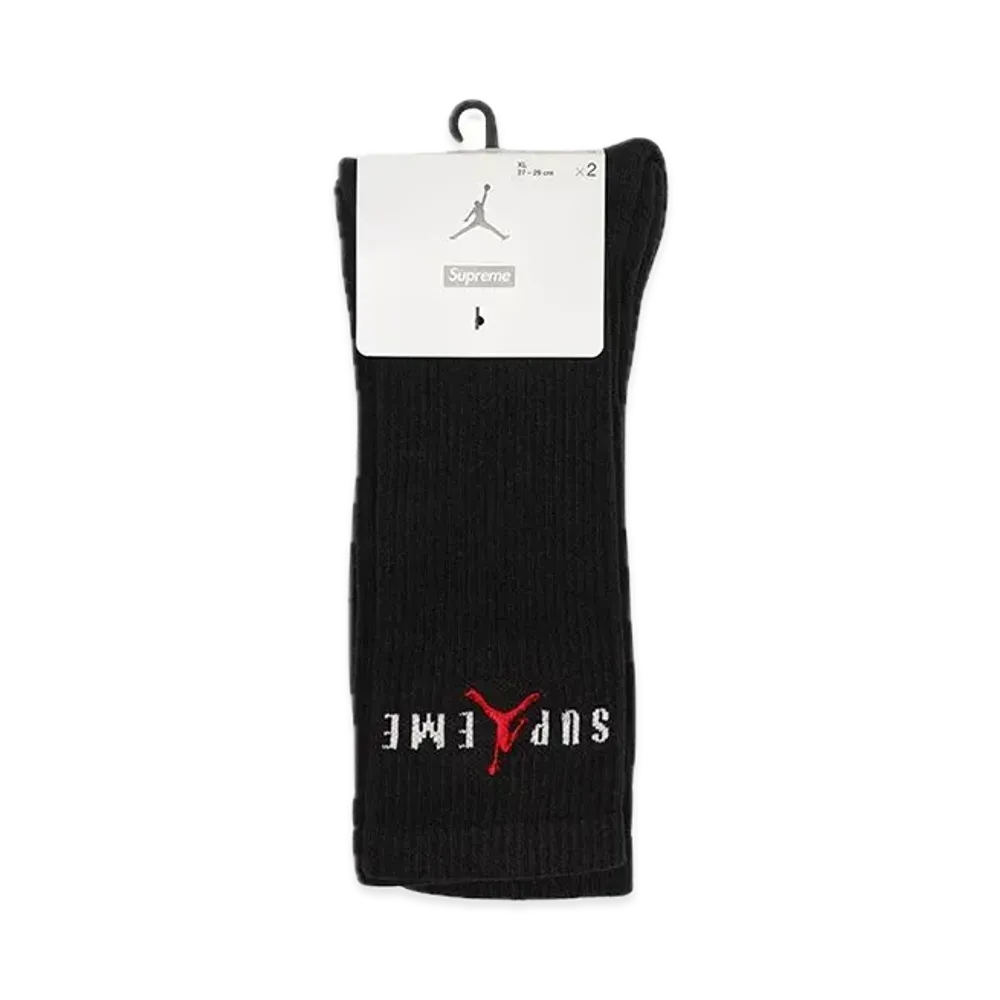 Supreme x Jordan Crew Socks (2 Pack) "Black"