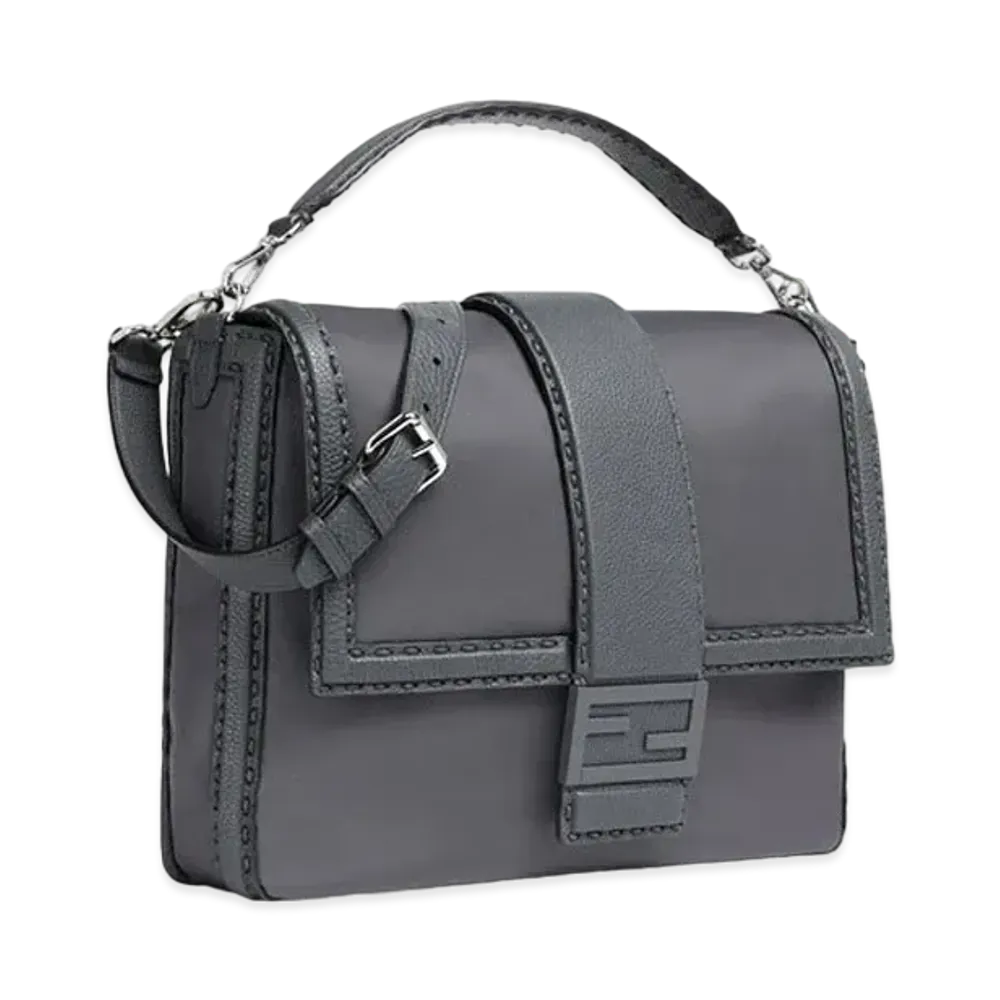 FENDI Baguette Messenger Bag Large Nylon Bag "Gray"
