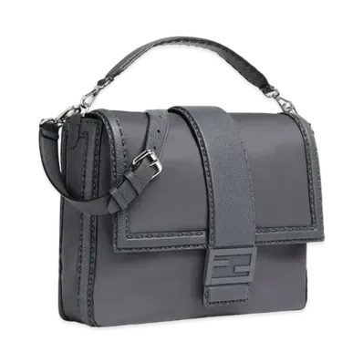 FENDI Baguette Messenger Bag Large Nylon Bag "Gray"