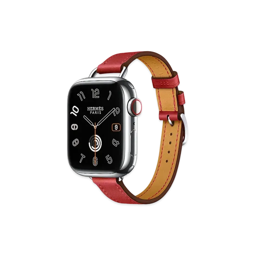Apple Watch x Hermes Series 9 (GPS + Cellular Model) Stainless 41mm and Single Tour Attelage "Vermillon"