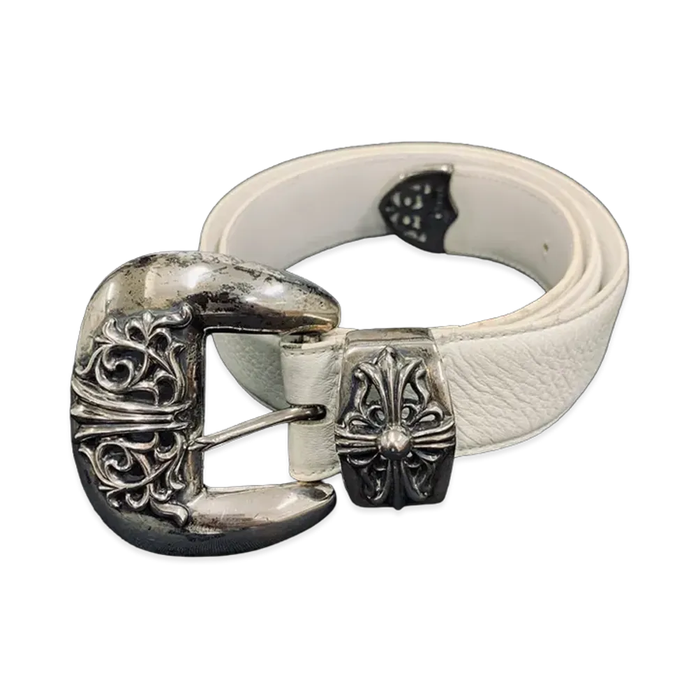 Chrome Hearts 3PC Leather Belt "White"