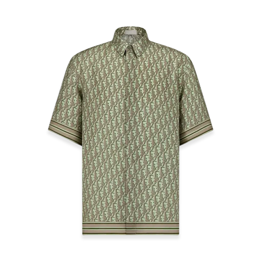Dior Oblique Short Sleeve Shirt Silk Twill "Khaki"