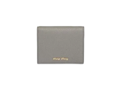 MIU MIU Madras Color Leather Purse "Light Gray/Silver"