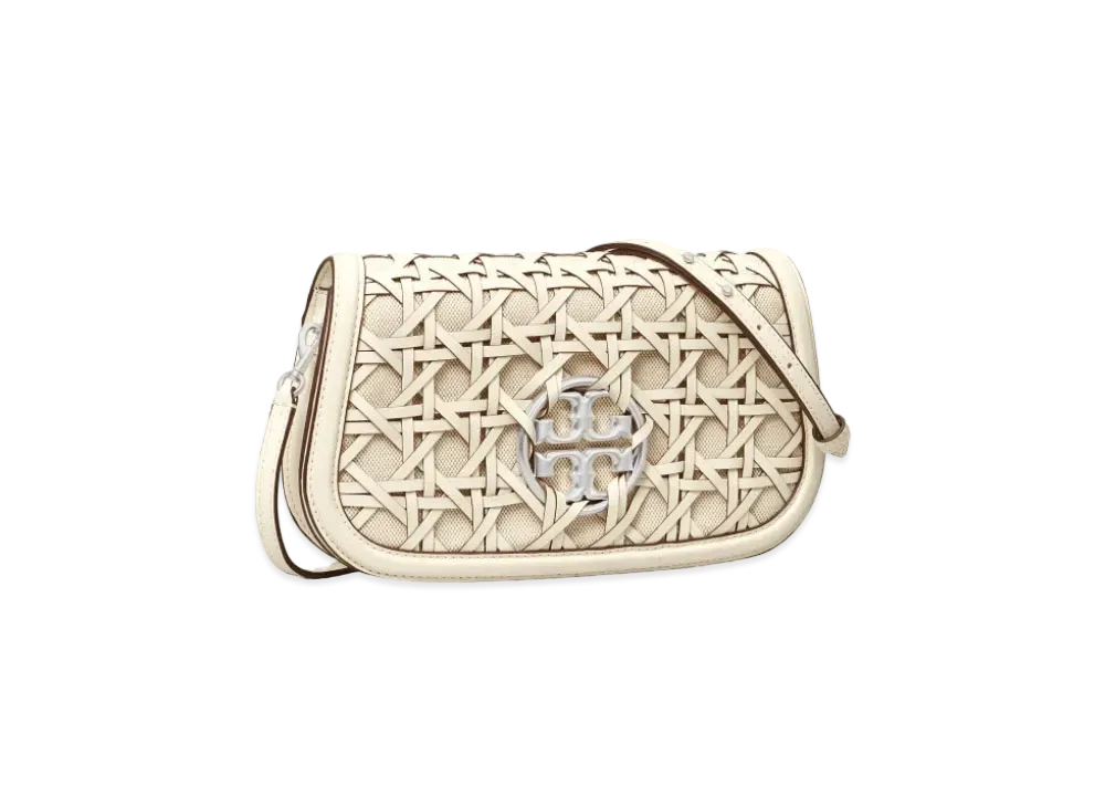 Tory Burch Miller Basket-Weave Convertible Shoulder Bag "New Ivory/Brushed Nickel"