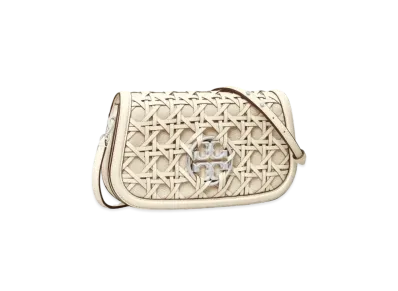 Tory Burch Miller Basket-Weave Convertible Shoulder Bag "New Ivory/Brushed Nickel"
