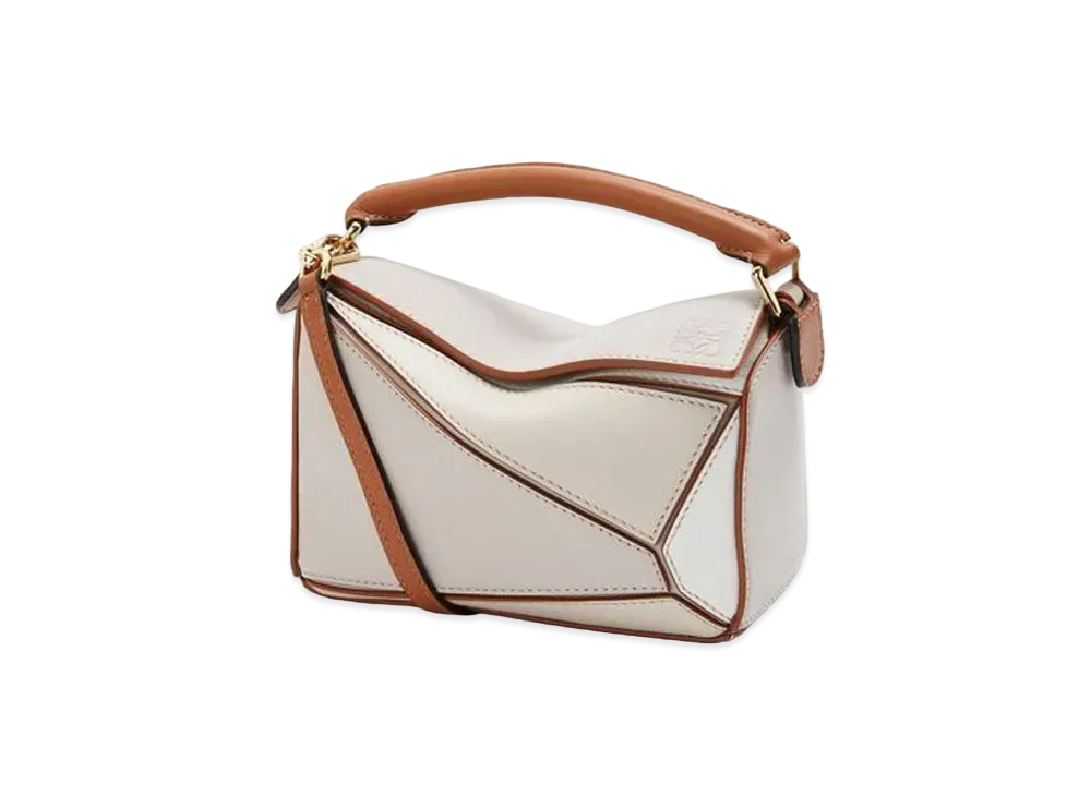 LOEWE Mini Puzzle Bag In Classic Calfskin "Ghost/Soft White"