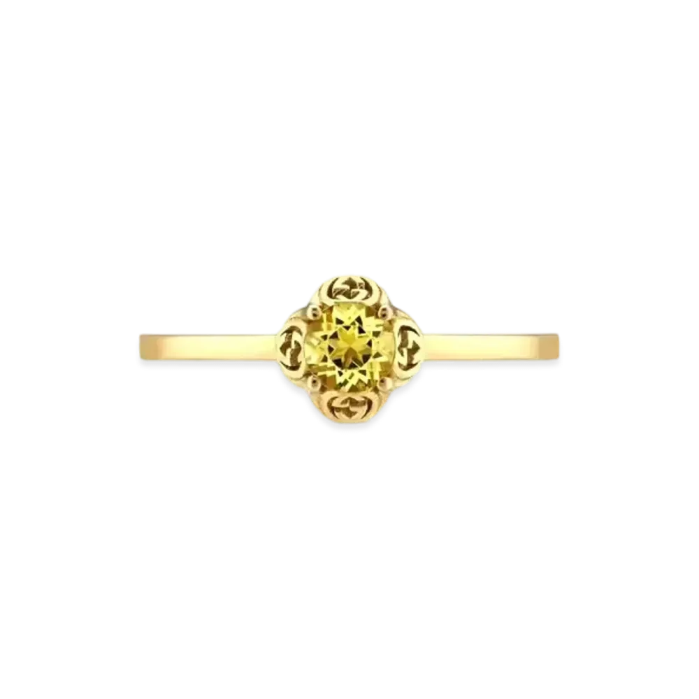 GUCCI Interlocking G Ring With Beryl "Yellow"
