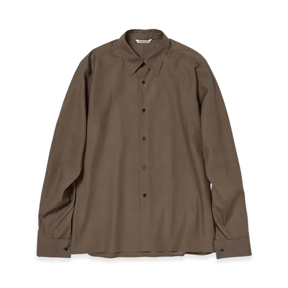 AURALEE Washed Finx Twill Double-Cuff Shirt "Brown"