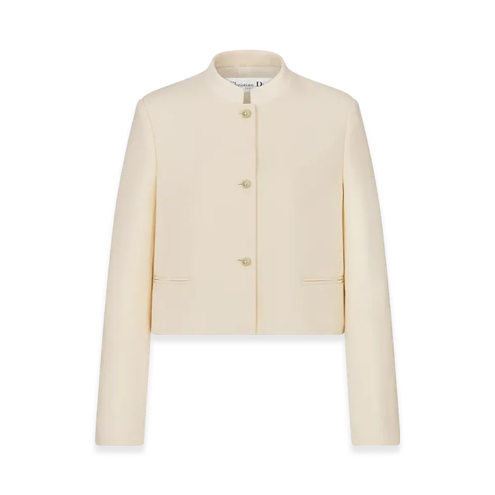 Dior Women's Cropped Jacket Wool Silk "Ecru"