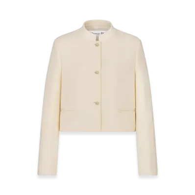 Dior Women's Cropped Jacket Wool Silk "Ecru"