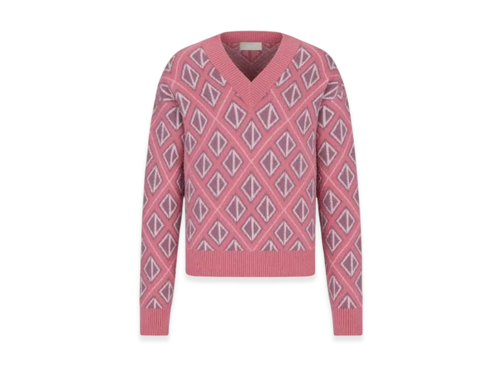 Dior CD Diamond Motif Wool and Cashmere Knit Sweater "Pink"