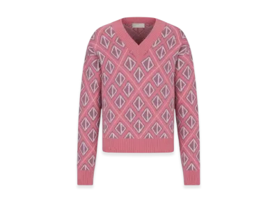Dior CD Diamond Motif Wool and Cashmere Knit Sweater "Pink"
