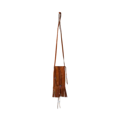 Needles x AMARILLO Fringed Neck Pouch - Deerskin "Brown/Blue"