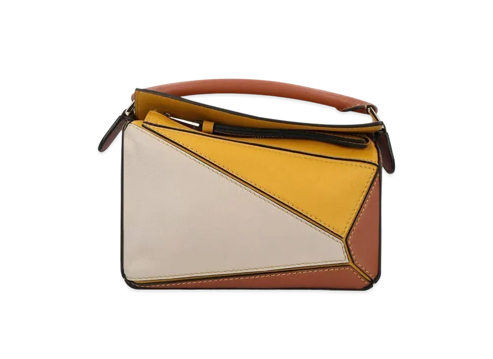 LOEWE Mini Puzzle Bag In Classic Calfskin "Mustard/Tan"
