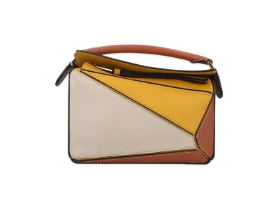 LOEWE Mini Puzzle Bag In Classic Calfskin "Mustard/Tan"