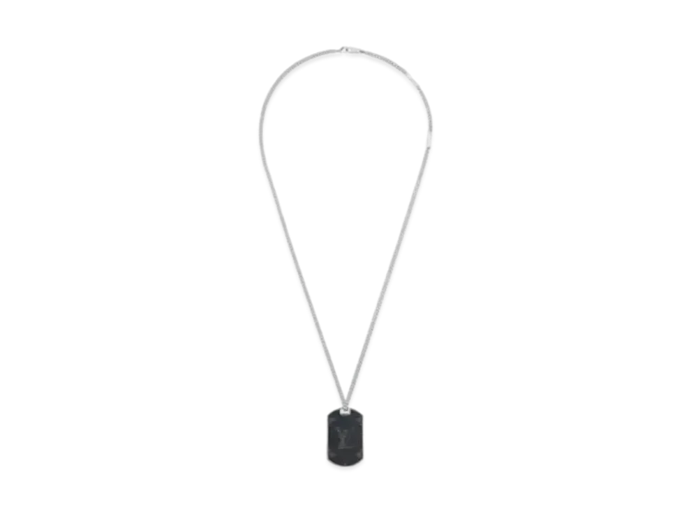 Louis Vuitton Monogram Eclipse Plate Necklace