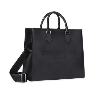Dolce&Gabbana EDGe Shopping Bag Calfskin Logo "Black"