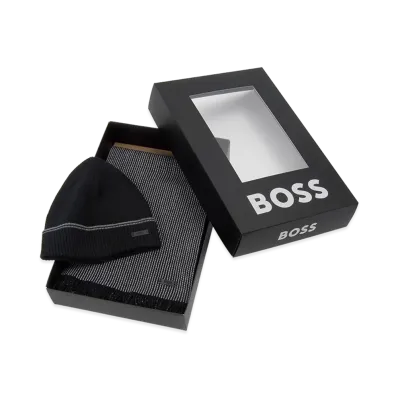 HUGO BOSS Scarf & Beanie "Black"
