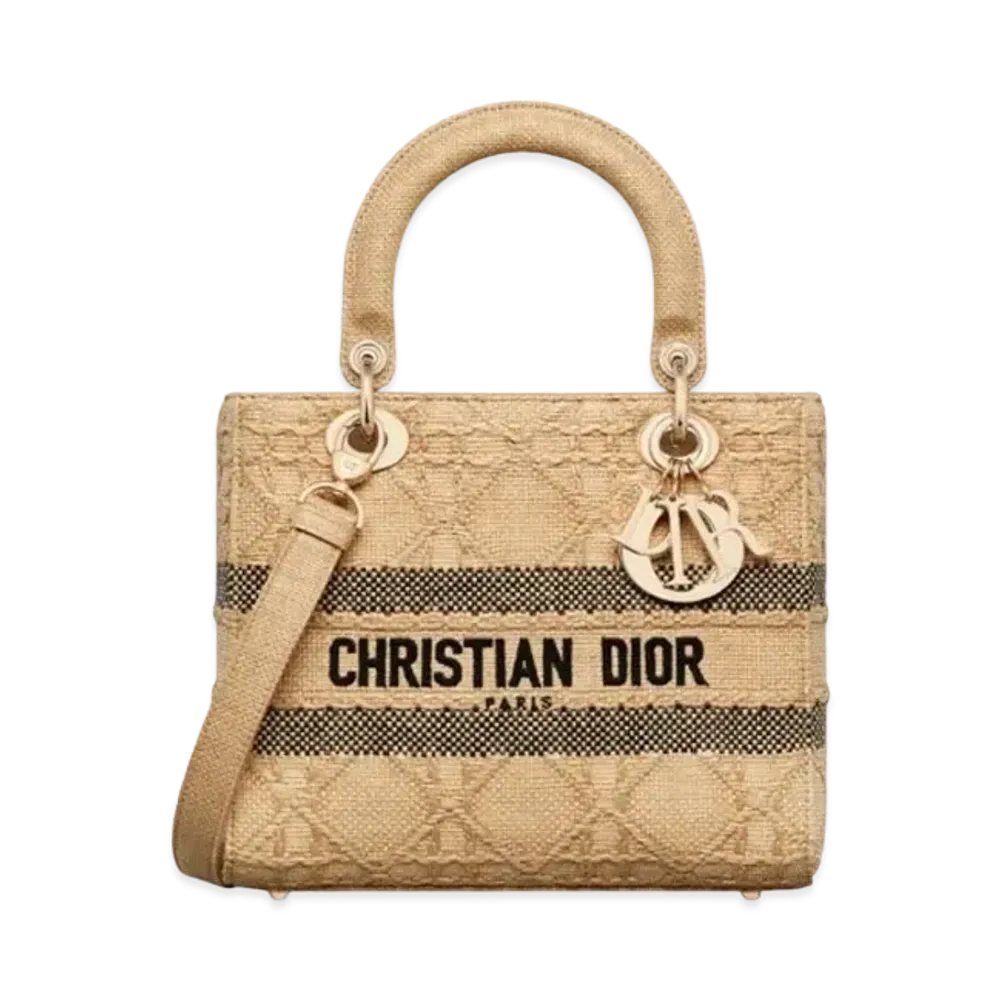 Dior Medium Lady D Lite Bag Cannage Raffia "Natural"