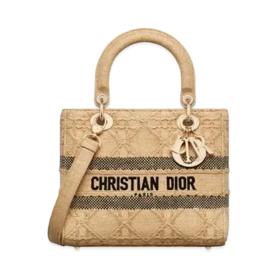 Dior Medium Lady D Lite Bag Cannage Raffia "Natural"