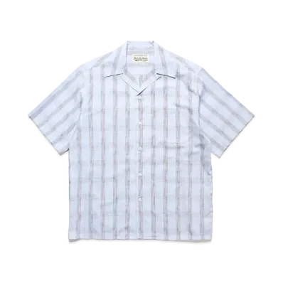 WACKO MARIA Open Collar Shirt Vintage Fabric "Sax"