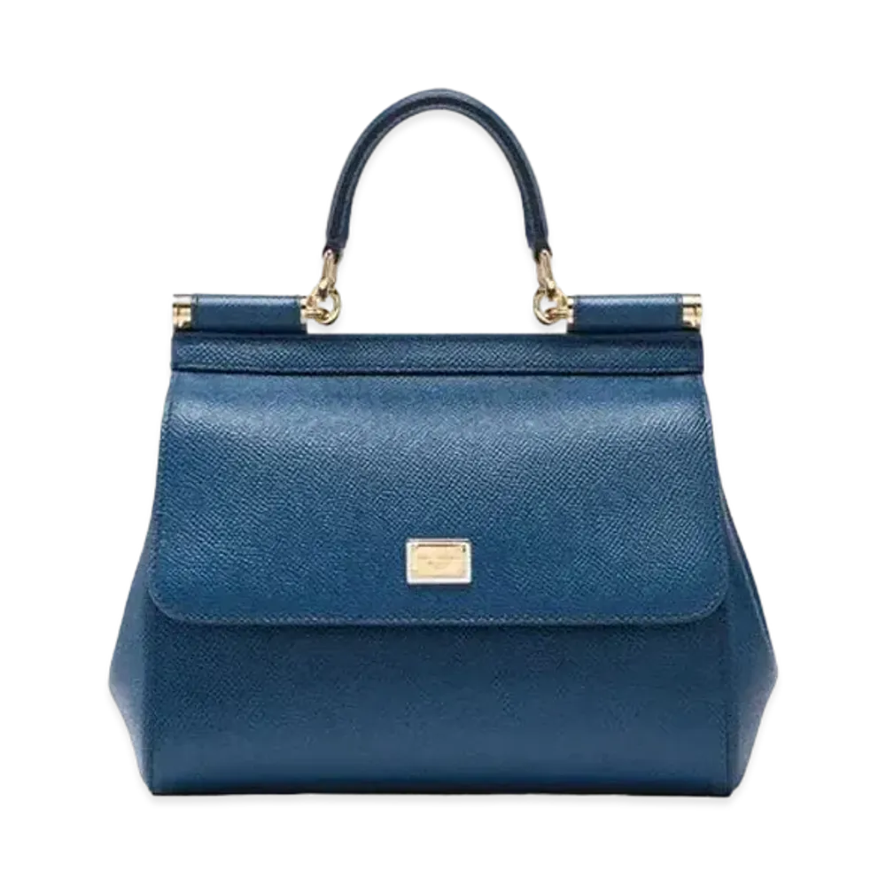 Dolce&Gabbana Sicily Bag Small Dauphine Leather "Navy"