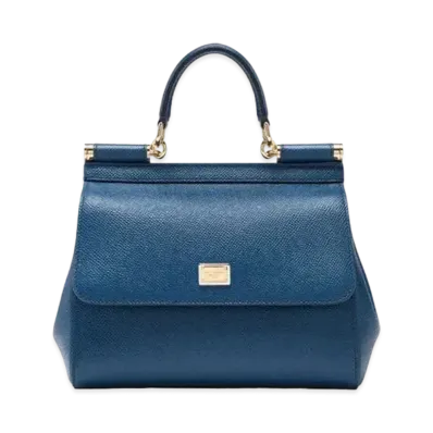 Dolce&Gabbana Sicily Bag Small Dauphine Leather "Navy"