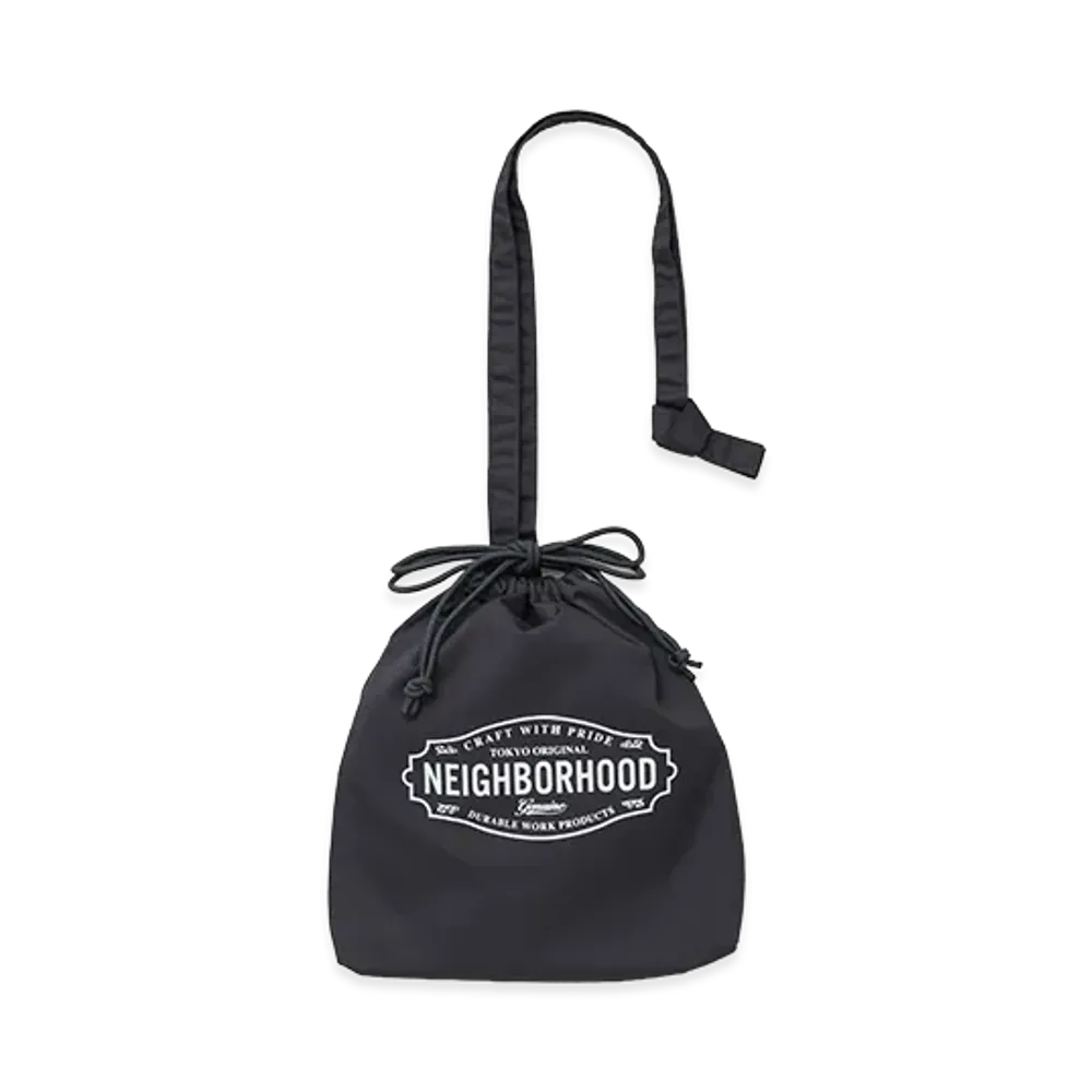 NEIGHBORHOOD Logo Drawstring Bag "Charcoal"