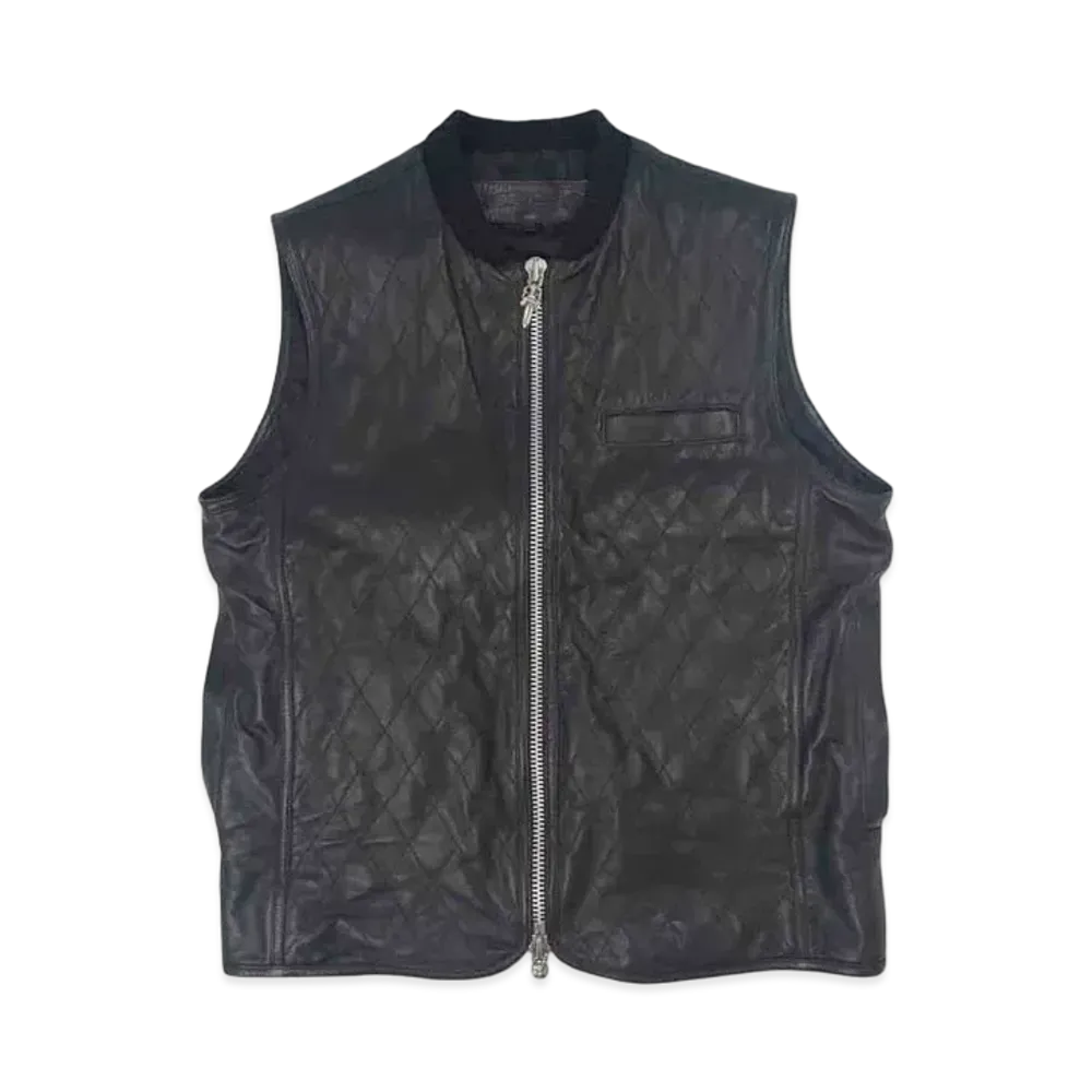 Chrome Hearts Papa Back Cross Patch Quilting Vest "Black"