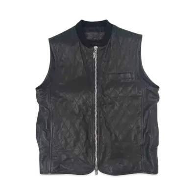 Chrome Hearts Papa Back Cross Patch Quilting Vest "Black"