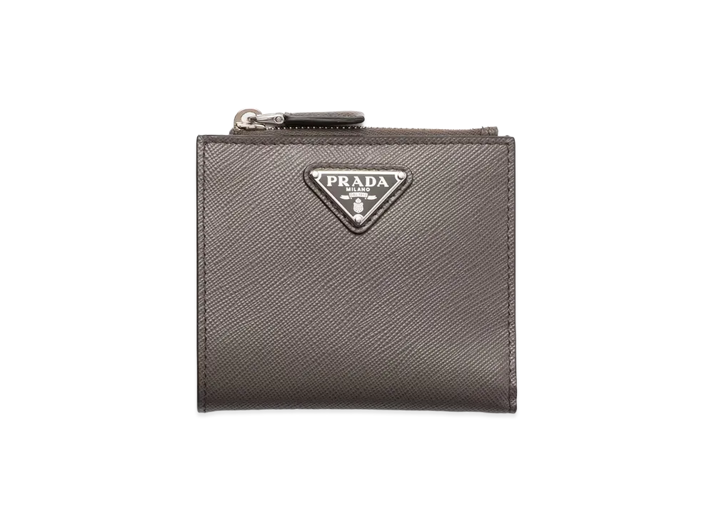 PRADA Saffiano Triangle Wallet "Smoky Gray"