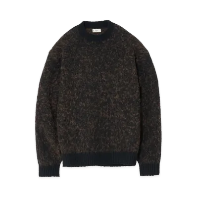YOKE Baby Alpaca Blend Boucle Yarn Distressed Gradient Sweater "Brown"