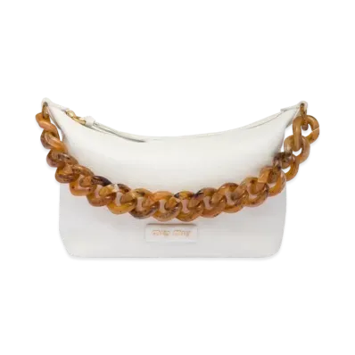 MIU MIU Miu Spirit Madras Leather Bag "White"