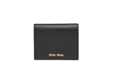MIU MIU Madras Color Leather Wallet "Black/Red"