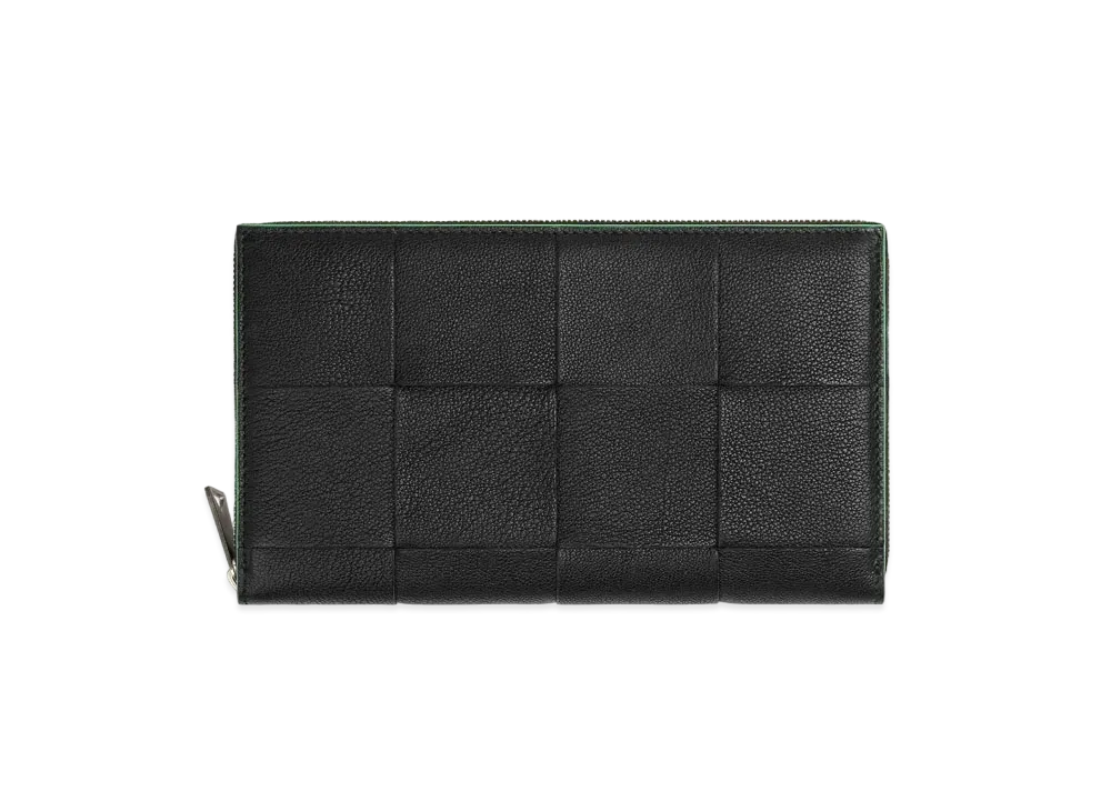 Bottega Veneta Zip Around Wallet "Black/Parakeet"