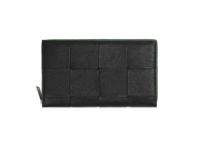 Bottega Veneta Zip Around Wallet "Black/Parakeet"