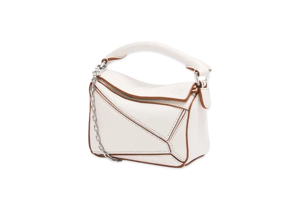 LOEWE Nano Puzzle Bag In Classic Calfskin "Soft White"